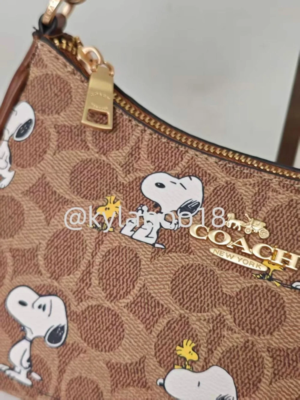 Coach Brown Signature Peanuts Snoopy Shoulder Bag